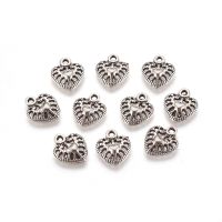 2pc  Tibetan Style Alloy Charms Heart Antique Silver Lead Free &amp; Cadmium Free &amp; Nickel Free 14x12x3mm Hole: 1.5mm