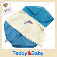 Teddy House : ชุดตุ๊กตา  เสื้อฮูดฟ้า+กางเกงสกรีนลายโลมา  ขนาด 31 นิ้ว