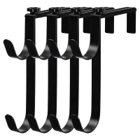 4PCS Black Pool Hooks Metal Pool Hooks Metal Fence Hooks Pool Tool Holder for Telescopic Poles Skimmers Nets Brushes