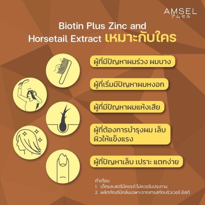 amsel-biotin-plus-zinc-and-horsetail-extract-30เม็ด-บำรุงผมเงางาม-ไม่แตกปลาย-ลดผมขาดร่วง