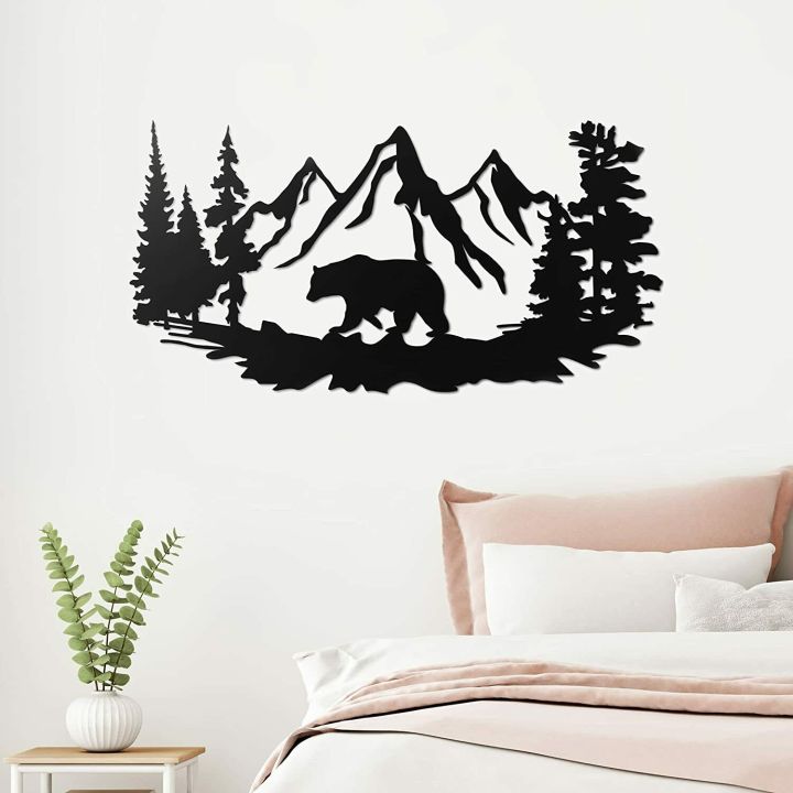 17-5x9inch-bear-wall-art-for-cabin-hunting-pine-tree-cabin-lodge-metal-wall-decor