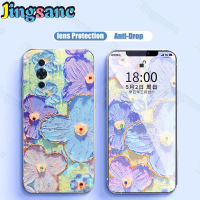 Jingsanc ปลอกซิลิโคนสำหรับหัวเว่ย Nova 10 /Nova 10 Pro โทรศัพท์กรณีแสงสีฟ้าแฟลชเจาะภาพวาดสีน้ำมันสีม่วงดอกไม้เชลล์ Soft TPU อัลตร้าบางแฟชั่นที่เรียบง่ายรวมทุกอย่างเลนส์ปกหลัง