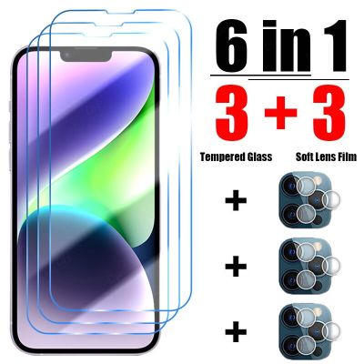 6in1 Tempered Glass for iPhone 14 Pro Max 6 7 8 Plus SE Camera Film Screen Protector for iPhone 13 Pro Max XR XS X 11 12 Pro