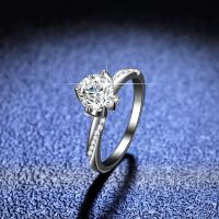 inbeaut Platinum&amp;925 Silver Excellent Cut 1 ct Pass Diamond Test D Color Sparkling Moissanite Ring Women White Moissanite Rings