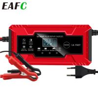 EAFC รถอัจฉริยะเครื่องชาร์จแบตเตอรี่แบตเตอรี่รถจักรยานยนต์12V 6A อุปกรณ์ชาร์จเร็วจอแสดงผล LCD กรดตะกั่วแบบเปียกแห้ง