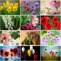 DIY 5D Diamond Painting Full Round Square Resin Mosaic Diamond Embroidery Cross Stitch Kits Wall Art Various Colorful Flowers