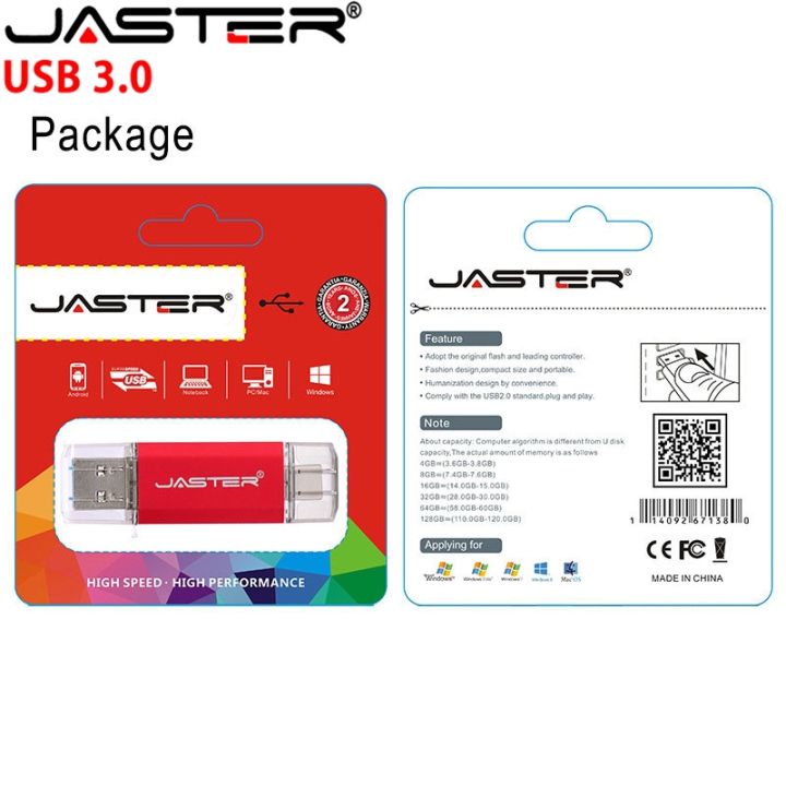 jaster-ubs-3-0-otg-usb-flash-drive-64gb-pen-drive-2-in-1-type-c-micro-usb-stick-3-0-flash-drive-16gb-32gb-128gb-pendrive