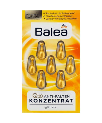 Balea Q10 ต่อต้านริ้วรอยสูตรเข้มข้น ผลิตและนำเข้าจากเยอรมัน 1 แผง บรรจุ 7 แคปซูล