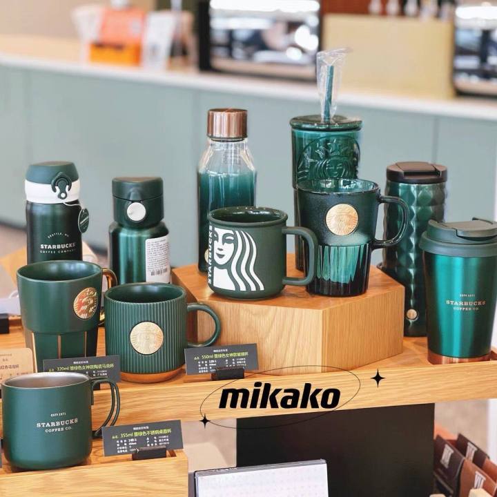 starbuck-starbuck-mug-dark-green-เทพธิดาป้ายถ้วย-mermaid-bronze-เหรียญแก้วเซรามิคแบบพกพาแก้วฟางถ้วย-starbuck-แก้ว-starbuck-cup823