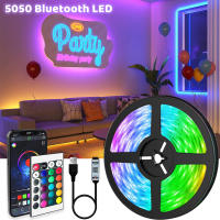 RGB 5050หลอดไฟ Led Strip แสงริบบิ้นที่มีความยืดหยุ่นบลูทูธรุ่น IR ควบคุมระยะไกลห้องนั่งเล่นตกแต่งส่องสว่าง DC5V โคมไฟ