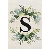 Monograms Letters S Garden Flag Floral Double Sided for Outside Small Burlap Family Last Name Initial Yard Flag