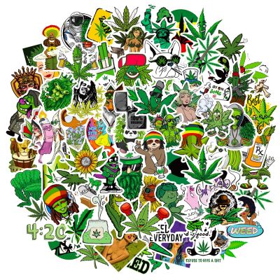 【CW】❃  30/50/100 Weed Sticker for Laptop Luggage Skateboard Smokes Characters Leaves Graffiti Decals