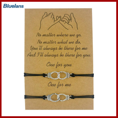 Bluelans®2ชิ้นกำไลข้อมือกำไลคู่เพื่อนปรับได้เชือกถักจดหมายพิมพ์ลายลูกปัดการ์ดเครื่องประดับสร้อยข้อมือสแตนเลส