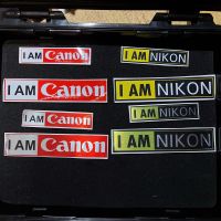 สติกเกอร์กล้อง I AM NIKON และ I AM CANON 2 ขนาด+แบบเงินบลัช+สติกเกอร์สะท้อนแสง 3M/Oracal แต่งฮูดกล้อง รถยนต์ มอเตอร์ไซค์