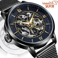 Brand automatic hollow out mechanical watch black 2023 new Swiss double-sided hollow-out men table of science and technology --238811Hot selling mens watches☄