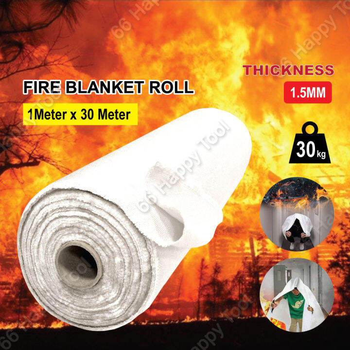 Safety Fire Blanket Rolls 1mx30m Thickness 1.5mm Fiberglass Fabric