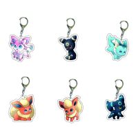 QWQRAFD อะคริลิค Eeveelution Eevee Umbreon พวงกุญแจพวงกุญแจจี้กระเป๋าโปเกมอน