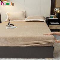 【hot】！ Warm Soft Skin-friendly High-end Fleece Bed Sheet Fitted Non-slip Mattress Cover