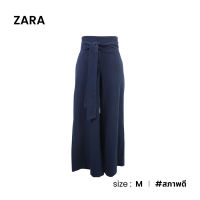 Zara กางเกงขายาวลายทางผูกเอว D037-3