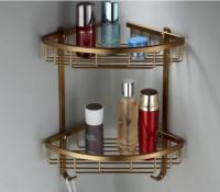 ﺴ▦♈ wholesale and retail Wall Mounted Antique Brass Bathroom Corner Shelf Bathroom Shampoo Shelf Bath Shower Shelf Soap Holder