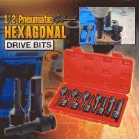 {SAVAGE Hardware Tools} 1/8/10Pcs 1/2 ”Pneumatic Wrench Hexagonal Drive Bits Kit Hex Socket Driver ToolKit Metric Power Nuts Driver สว่านชุดเครื่องมือ