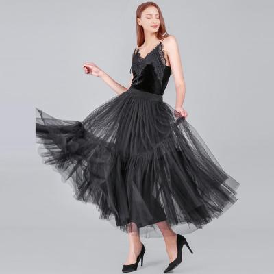 ‘；’ 90 Cm Runway Luxury Soft Tulle Skirt Hand-Made Maxi Long Pleated Skirts Womens Vintage Petticoat Voile Jupes Falda