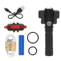 Lighting Flashlight Three-Head Rotating Multi-Function LED Rechargeable Night Riding Flashlight for Fishing Cycling