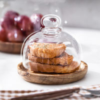 Fruit tray pastry tray with cover transparent glass cover cake tray household baking snacks refreshment solid wood tray