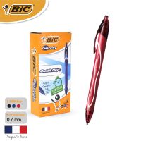 BIC บิ๊ก ปากกา Gel-ocity Fullgrip ปากกาเจล เเบบกด หมึกแดง หัวปากกา 0.7 mm. จำนวน 12 ด้าม