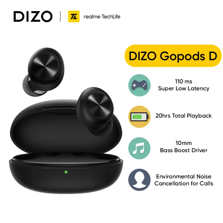 realme DIZO GoPods D DA2002 Wireless Earphones Bluetooth 5.0 TWS Earbud 20  Hours Total Playback - Black/White | Lazada