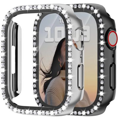 Glass+Watch Cover for Apple Watch 45mm 41mm 40mm 44mm 38mm 42mm Bling Case Diamond Bumper Protector for iwatchSE 8 7 6 5 4 3 2 1 Cases Cases