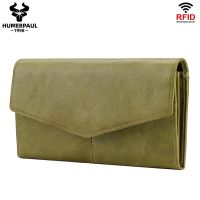 ZZOOI Genuine Leather Women Wallet Travel Casual Purse High Quality Clutch Bag RFID Blocking Card Holder For Men With Phone Pocket