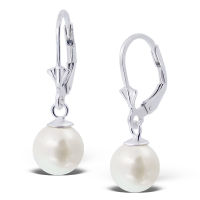 Silver thai  Silver Fresh Water Pearl Dangle Earrings, ต่างหูห้อยมุกน้ำจืดเงินแท้925,ต่างหูมุก เงินแท้ 92.5%