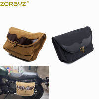 ZORBYZ Motorcycle Universal Waterproof Canvas Tool Side Pouch Luggage Travel Bag Saddlebag For Harley Softail Dyna Custom