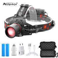 XML-T6 LED Headlamp 3-Mode Zoomable Headlight 18650 Battery Head Torch Fishing Light Camping Red Hunting Flashlight