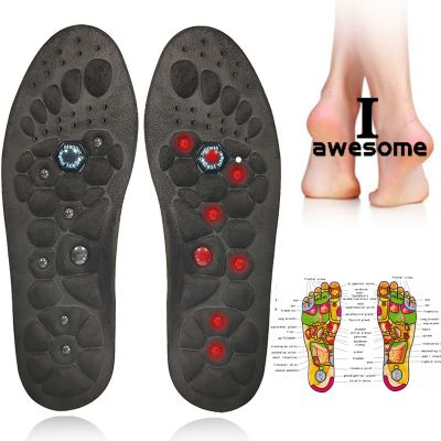 【jw】☼  Palmilhas de massagem magnética para pé acupressão terapia reflexologia alívio da dor saúde massageador arco apoio sapatos solas inserções