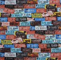 license plate printed cotton canvas fabric for bedding set carpet shower curtain curtains DIY sewing material by the yard