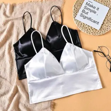 Sexy Satin Crop Tops Women 2020 Wireless Bralette Crochet Top