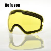 AFS-0031 Yellow Night Vision lens Original Ski Goggles Lens Anti-fog Big Spherical Snow Goggles Eyewear Lenses GOG-201