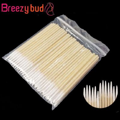 【jw】☑♤♨  100Pcs Disposable Pointed Cotton Swab Ear Stick Extension Glue Removing Eyebrow Makeup Cleaning
