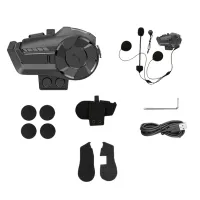 Motorcycle 800M Bluetooth Helmet Intercom 2 Rider Pairing Interphone Headset with DSP CNC Noise Reduction Function