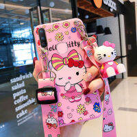 สำหรับ VIVO V15 V20 Y12 Y11 U10 Y17 Y15 Y91C Y90 Y1s Y70 S1 Y3 Y3s การ์ตูน Hello Kitty ตุ๊กตา Crossbody โทรศัพท์กรณีปกคลุมซิลิโคนอ่อน