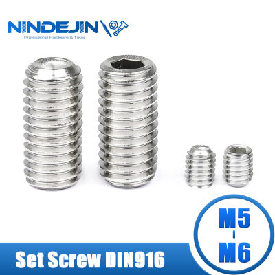 NINDEJIN 10/20Pcs ซ็อกเก็ตหกเหลี่ยมชุดหัวสกรู Point สแตนเลส M5 M6 Headless Hexagon Socket Grub Screw DIN916