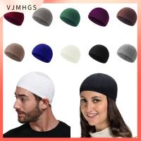 VJMHGS 10สี หมวกมุสลิม ผ้าขนสัตว์ขนแกะ ฤดูหนาวที่อบอุ่น หมวกมัสยิด 2023ใหม่ หมวกกะโหลกศีรษะ ชายหญิง