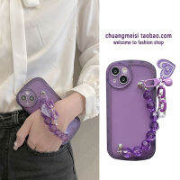 TDD เคสใสสำหรับ Samsung Galaxy S22 S23 A72 A53 A52 A33 A32 A13 A12 5G ปลอกซิลิโคนอินความรักกำไลข้อมือจี้รูปหัวใจ