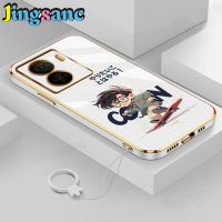 Jingsanc เคสโทรศัพท์เคสสำหรับ VIVO น่ารัก IQOO Z7 5G/IQOO Z7x 5G ฟรีสายคล้องกีฬาเท่กล้องเด็กเล่นสเกตเท่ปกป้องแบบบางเฉียบหรูหราหรูหราเหมือนลูกกวาดเคสกันกระแทก TPU นิ่มแบบ X1-1