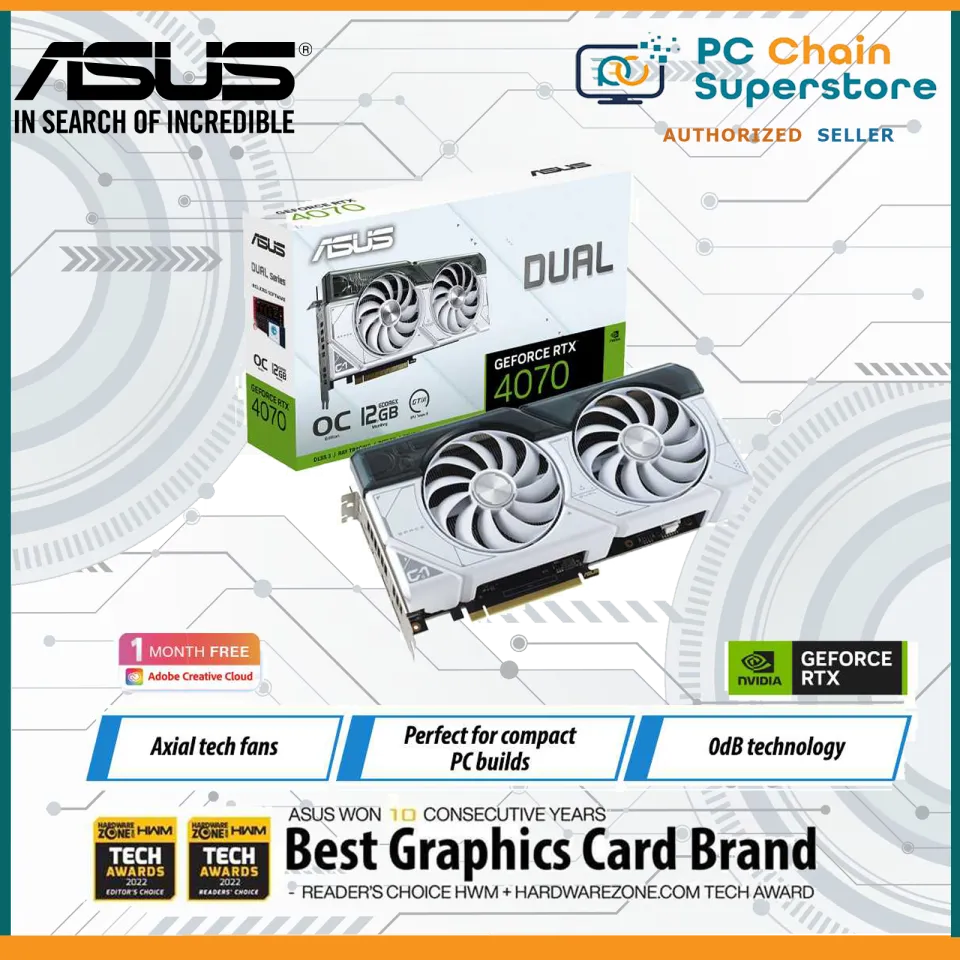 ASUS Dual GeForce White RTX 4070 OC Edition 12GB GDDR6X Graphic Card  DUAL-RTX4070-O12G-WHITE