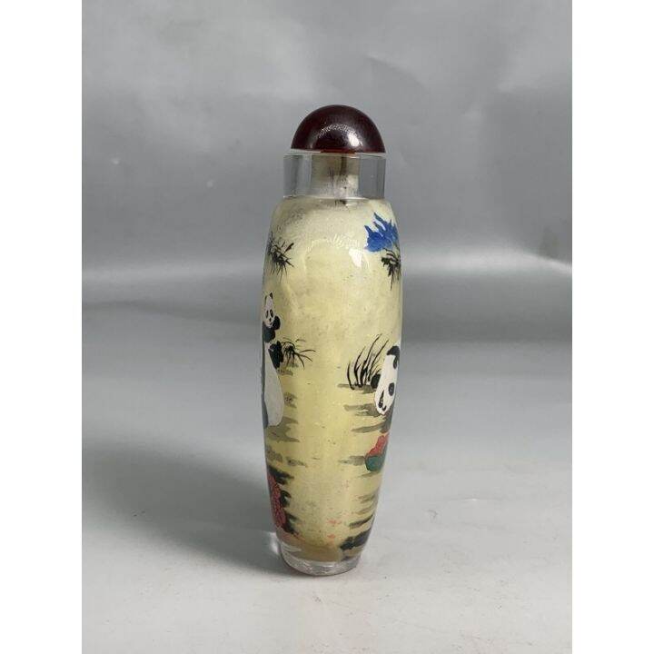 4-7-quot-collect-chinese-colored-glaze-inside-painted-animal-panda-snuff-bottle