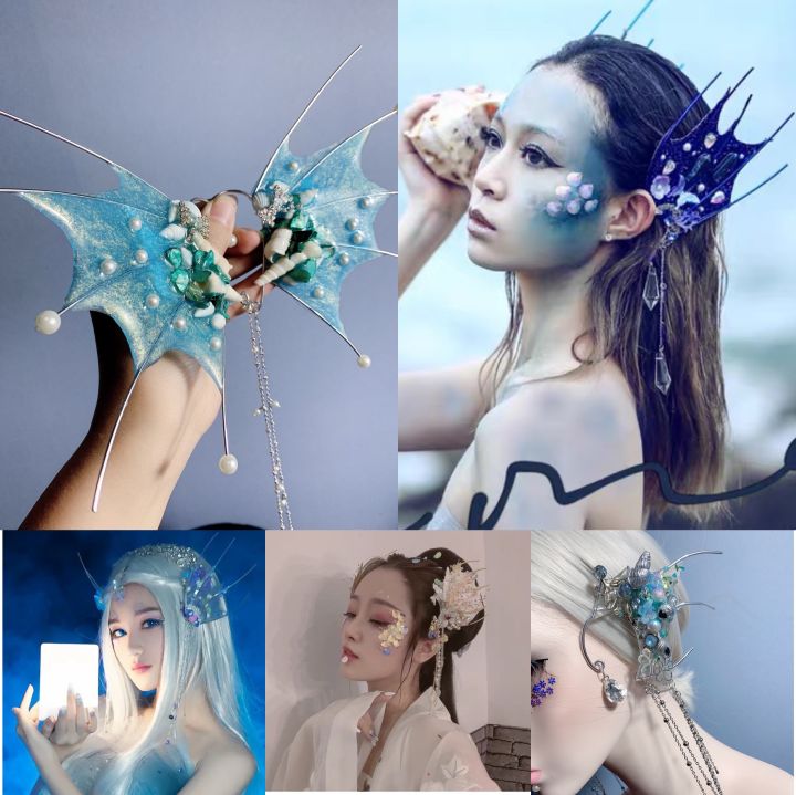 2023ผู้หญิงคอสเพลย์การถ่ายภาพเลเซอร์หู-rhinestone-ลูกปัดมุก-headwear-เครื่องแต่งกายจีน-hairbands-งานแต่งงาน-hairpins-อุปกรณ์เสริม
