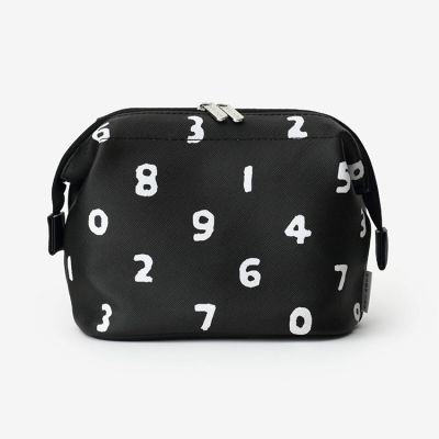 Japanese goods SOU cosmetic bag black classic digital PU leather cross pattern environmental protection printing large capacity ins wind cosmetic bag
